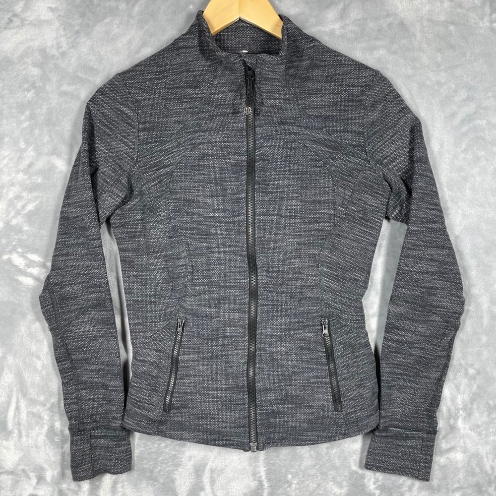 Lululemon Define Jacket Black White Space Dye Textured Full Zip Size 6